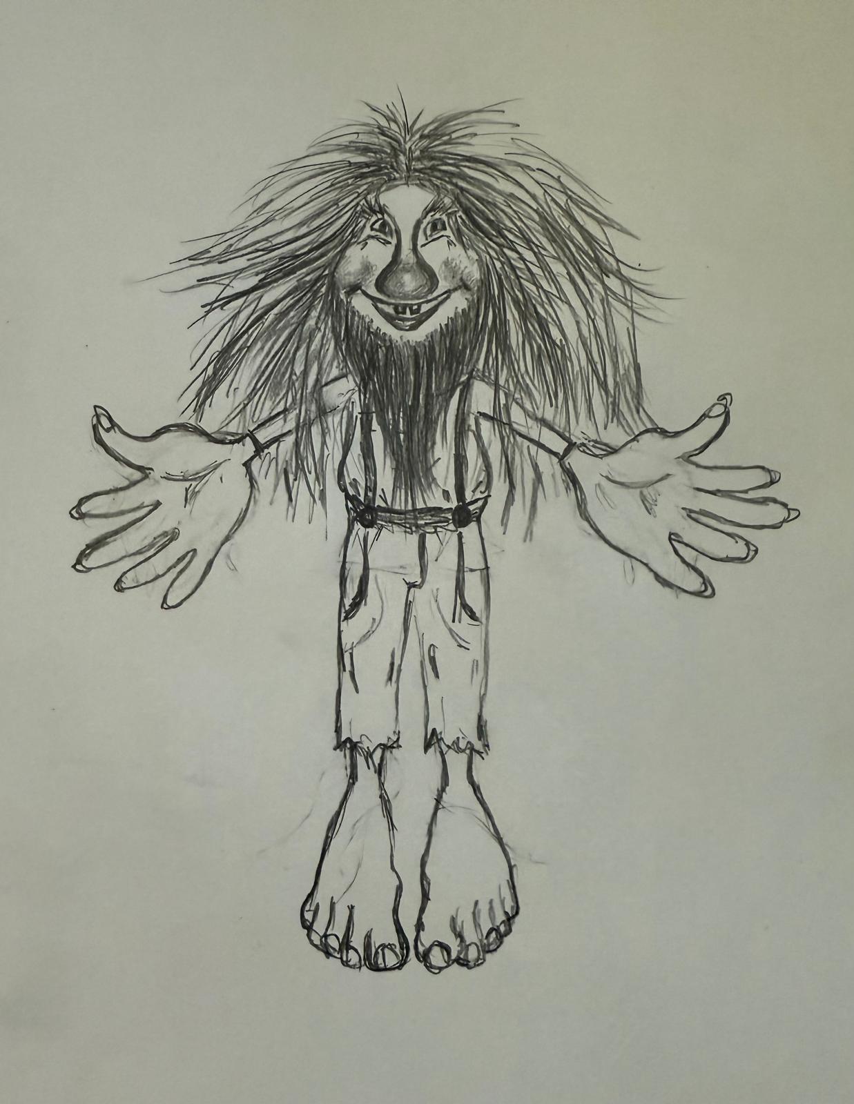 Grim the mischievous Norwegian cabin troll from Hytte Troll